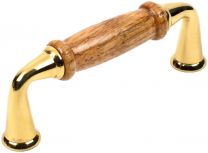 Windsor Premium Solid Brass -Pull -3 Inch cc - Polished Brass/Medium Oak