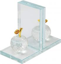 S/2 CRYSTAL APPLE BOOKENDS, CLEAR