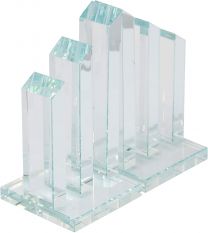 S/2 CRYSTAL PILLAR BOOKENDS, CLEAR