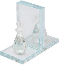 S/2 CRYSTAL CHESS PIECE BOOKENDS, CLEAR