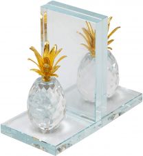 S/2 CRYSTAL PINEAPPLE BOOKENDS, CLEAR
