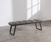 Ethan Bench Dark Grey Faux Leather with Steel sanded black coated Base