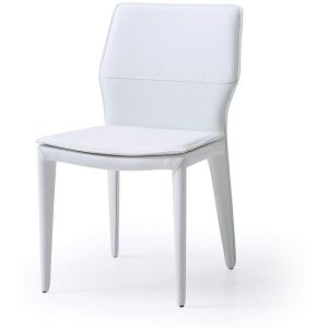Miranda Dining Chair White Faux Leather, Steel legs fully covered with White faux leather