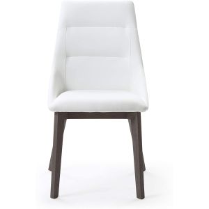 Siena Dining Chair White Faux Leather  Solid Wood Legs grey veneer..
