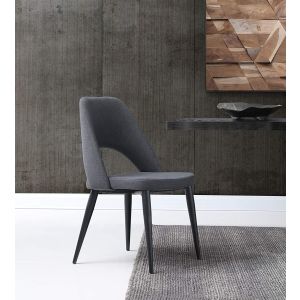 Audrey Dining Chair blue navy REF-051 with powder coated metal legs in matte black color