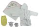 Girls Infant Robe, Hooded Towel and Washcloth Mitt - 3 Pc Set