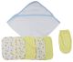 Blue Hooded Towel, Washcloths and Hand Washcloth Mitt - 6 Pc Set