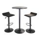 Obsidian 3pc Pub Set, Round Table with 2 Airlift Stools all Black