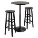 3pc Round Black Pub Table with two 29