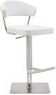 Maureen Barstool White adjustable height and square stainless steel base.