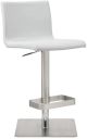 Watson Barstool White Faux Leather, adjustable height and square stainless steel base.