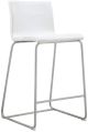 Hayden Counter stool White fixed seat height 26'' and brushed stainless steel legs.