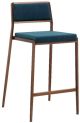 Clifton Counter stool Teal Blue fixed seat height 26'' and brushed stainless steel legs hairline rose color.