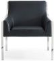 Dalton Leisure Armchair Black faux leather polished stainless steel frame.