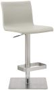 Watson Barstool Light Grey Faux Leather, adjustable height and square stainless steel base.