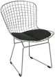 Modern Chrome Wire Dining Side Chair With Faux Leather Seat Cushion