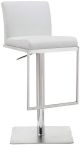 Clay Barstool White adjustable height and square stainless steel base.