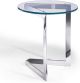 Jasmine Side Table, round clear glass, stainless steel base