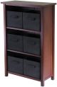 Verona 3-Section M Storage Shelf with 6 Foldable Black Color Fabric Baskets