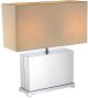 Payton Table Lamp Stainless Steel Base and Off White Fabric Shade