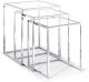 Terzi Nesting Side Tables, clear glass, stainless steel base, set of 3