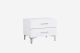 Diva Night Stand high gloss white chrome handles self-close drawers stainless steel legs