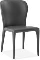 Hazel Dining Chair Gray faux leather Seat Back and legs covered.