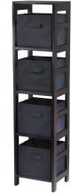 Capri 4-Section N Storage Shelf with 4 Foldable Black Fabric Baskets
