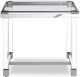 Brianna Side Table, 10 mm Tempered Clear Glass Top, Polished Stainless Steel Frame, Acrylic legs.