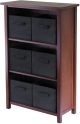 Verona 2-Section M Storage Shelf with 4 Foldable Black Fabric Baskets