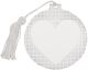 Ball Ornament W/Heart Ctr, White Tassel