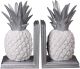 S/2 POLYRESIN 10 INCH H PINEAPPLE BOOKENDS WHITE/SILVER