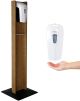 Automatic Touchless Gel Hand Sanitizer Dispenser on Floor Stand, with Drip Catcher, Medium Oak