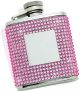 Flask W/ Pink Crystals & Eng. Plate, 2.5