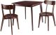 Pauline 3-Pc Set Table with Chairs, Walnut Finish