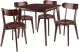 Pauline 5-Pc Set Table with Chairs, Walnut Finish 