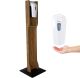 Automatic Touchless Gel Hand Sanitizer Dispenser on Designer Floor Stand, with Drip Catcher, Medium Oak