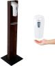 Automatic Touchless Gel Hand Sanitizer Dispenser on Floor Stand, with Drip Catcher, Mahogany