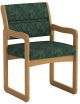 Valley Collection Guest Chair, Sled Base, Leaf Green, Medium Oak