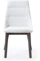 Siena Dining Chair White Faux Leather  Solid Wood Legs grey veneer..