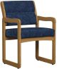 Valley Collection Guest Chair, Sled Base, Leaf Blue, Medium Oak