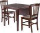 Perrone 3pc Drop Leaf Dining Table Set with Slat Back Chair 