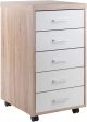 Kenner Mobile Storage Cabinet, 5 Drawers, Reclaimed Wood/White Finish