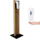 Automatic Touchless Gel Hand Sanitizer Dispenser on Floor Stand, with Drip Catcher, Light Oak