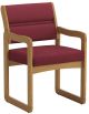 Valley Collection Guest Chair, Sled Base, Cabernet Burgundy, Medium Oak