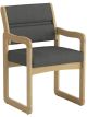 Valley Collection Guest Chair, Sled Base, Charcoal Grey, Light Oak
