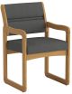 Valley Collection Guest Chair, Sled Base, Charcoal Grey, Medium Oak
