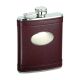 Brown Flask W/ Oval Eng. Plate, Ss 6 Oz