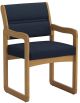 Valley Collection Guest Chair, Sled Base, Powder Blue, Medium Oak