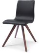 Olga Dining Chair Black Faux Leather Natural walnut Solid Wood Legs